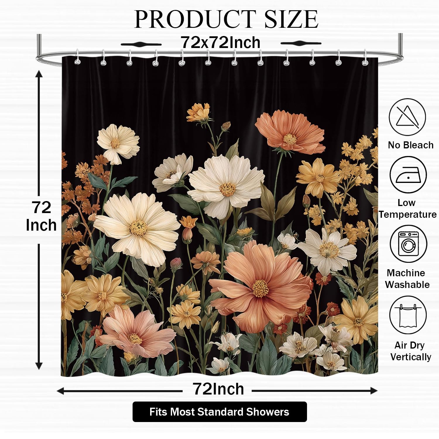 Custom Printed Bath Curtain — custom printed polyester bath curtain detail view