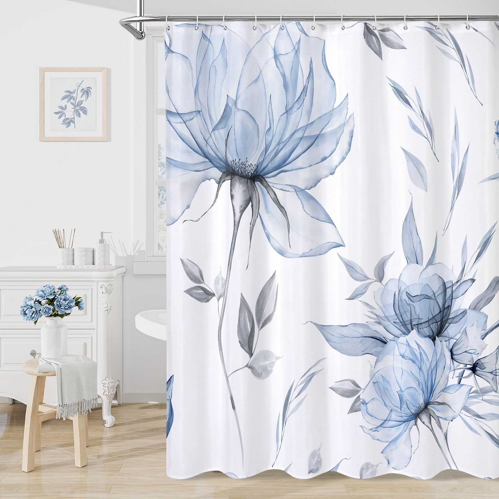 Custom Printed Bath Curtain — custom printed polyester bath curtain detail view