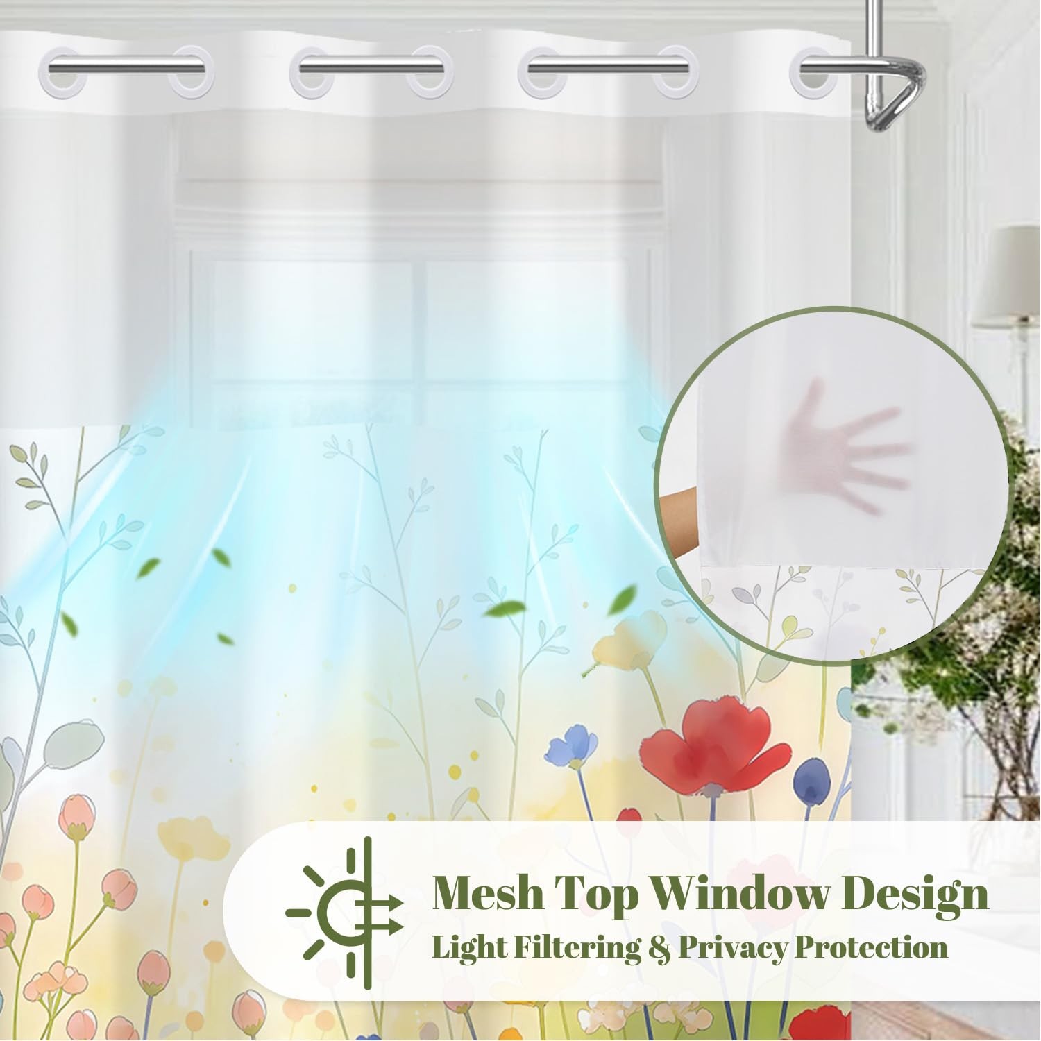 Custom Printed Bath Curtain — custom printed polyester bath curtain detail view