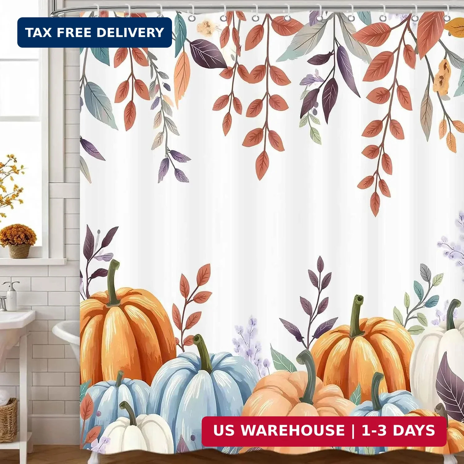 Custom Printed Bath Curtain — custom printed polyester bath curtain detail view