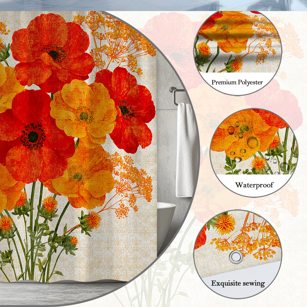 Custom Printed Bath Curtain — custom printed polyester bath curtain detail view