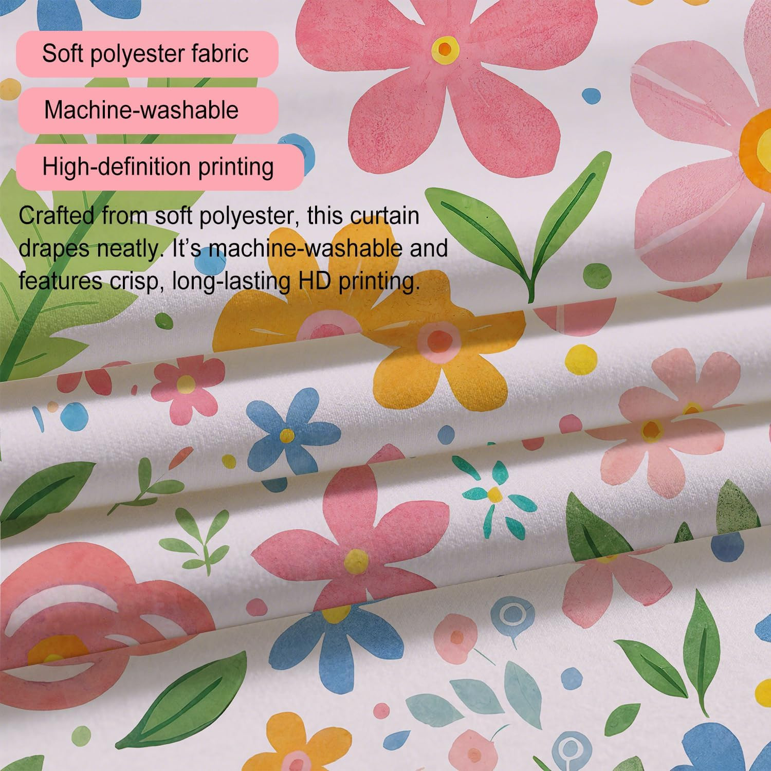 Custom Printed Bath Curtain — custom printed polyester bath curtain detail view