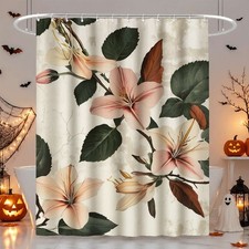 1PC Waterproof Shower Curtain Vintage Pink Flower Pattern for Bathroom Decor — custom printed polyester bath curtain