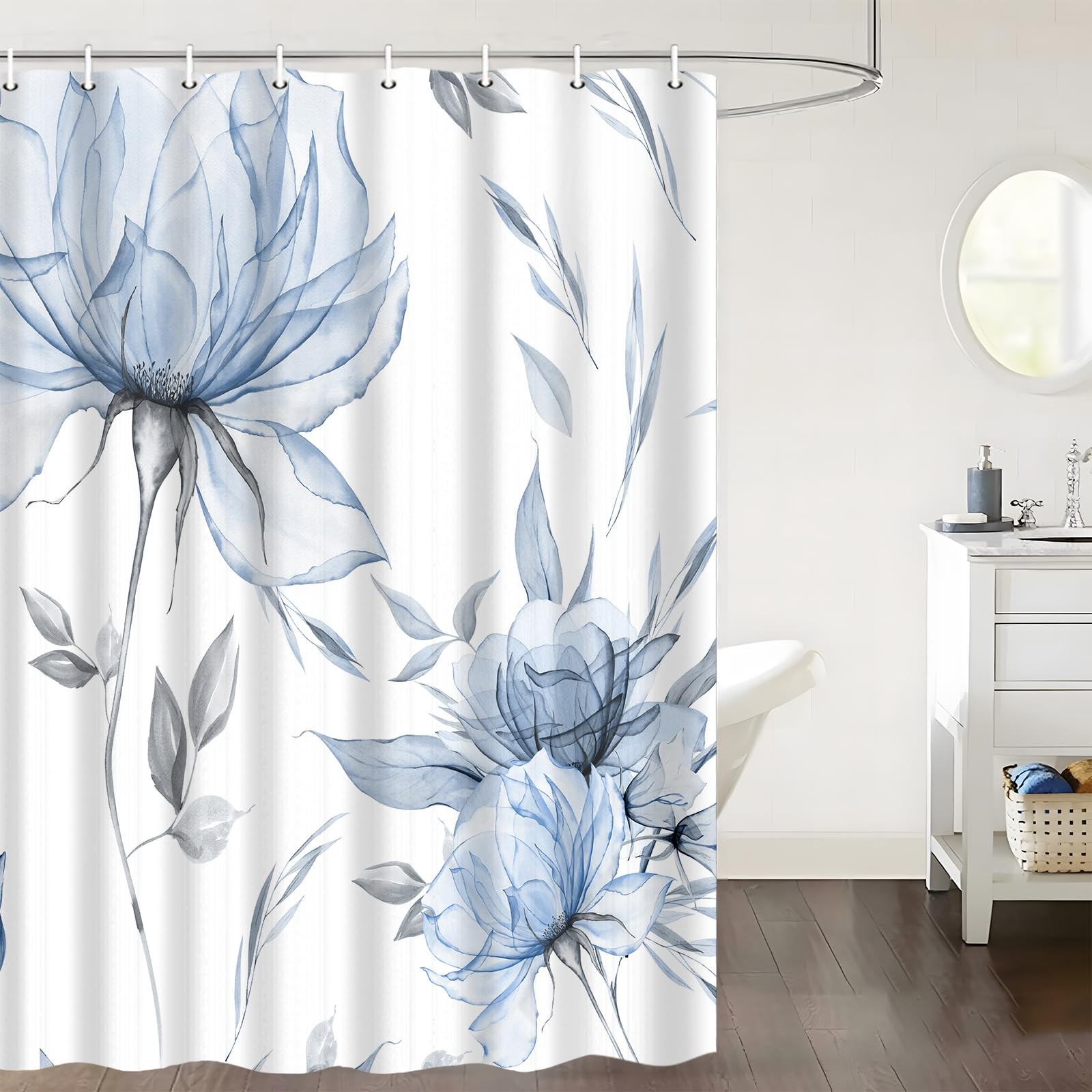 Custom Printed Bath Curtain — custom printed polyester bath curtain detail view