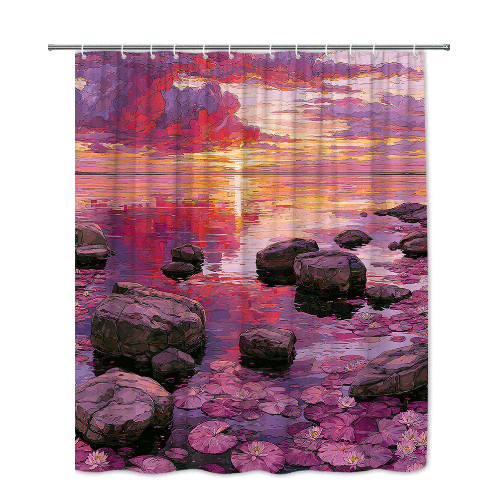 Custom Printed Bath Curtain — custom printed polyester bath curtain detail view