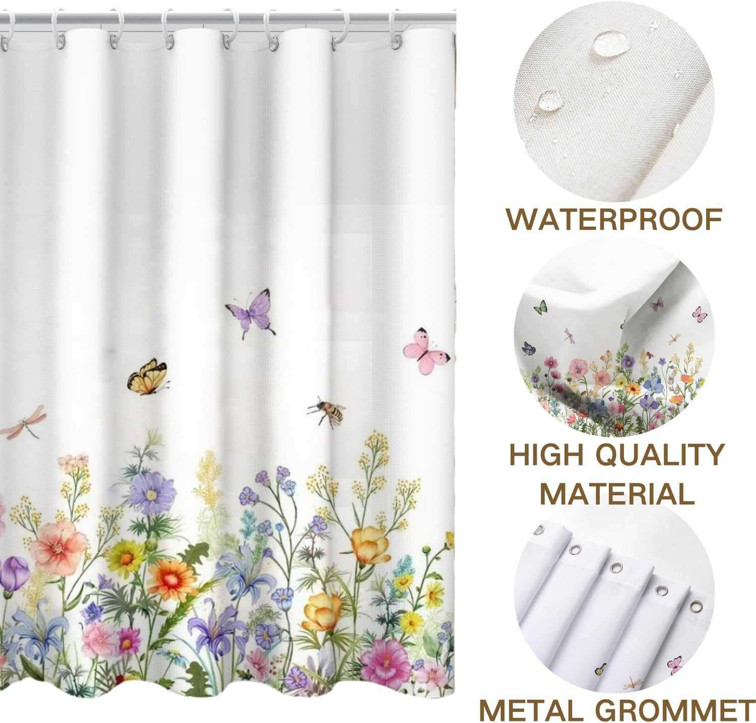 Custom Printed Bath Curtain — custom printed polyester bath curtain detail view