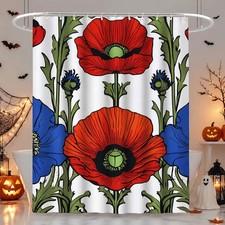 1PC Waterproof Shower Curtain Vintage Poppy Flower Pattern for Bathroom Decor — custom printed polyester bath curtain