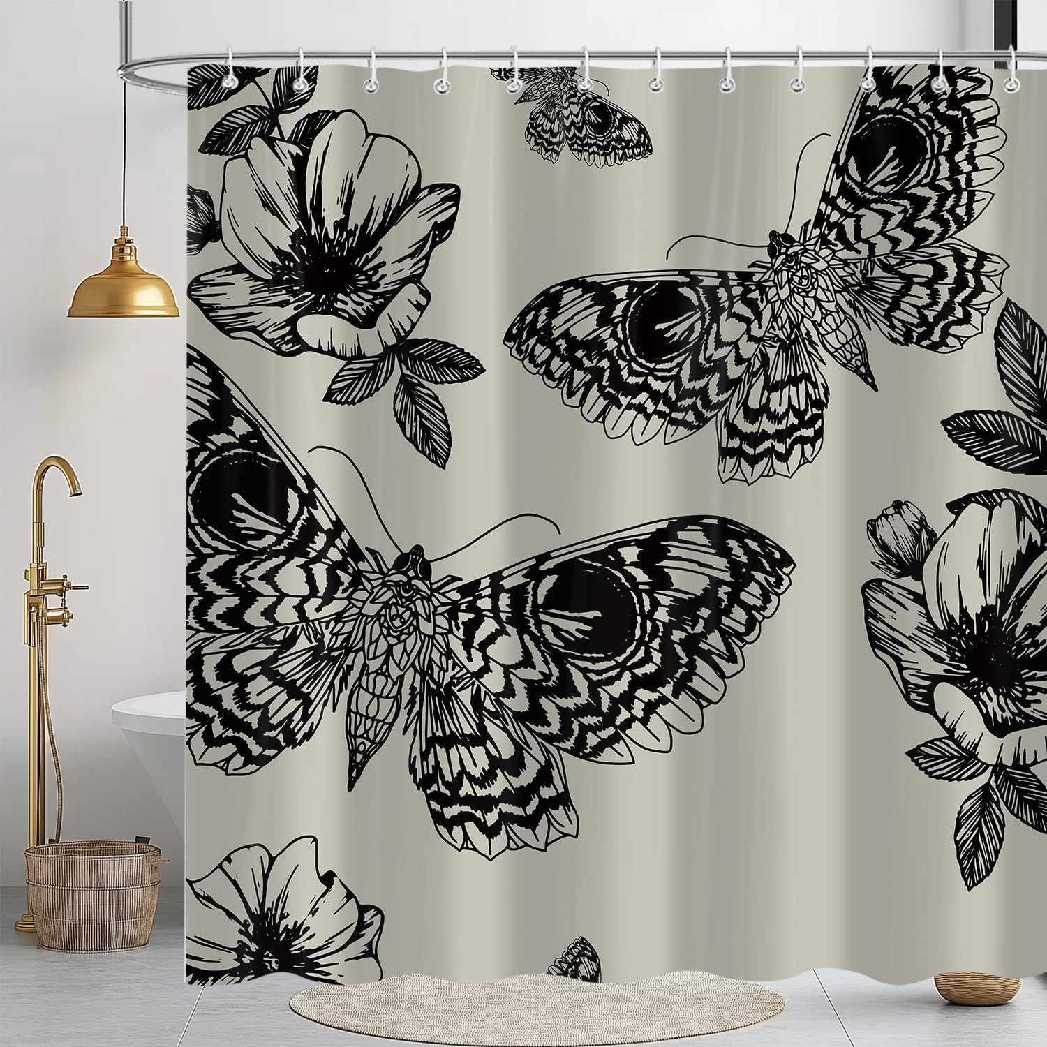 Custom Printed Bath Curtain — custom printed polyester bath curtain detail view