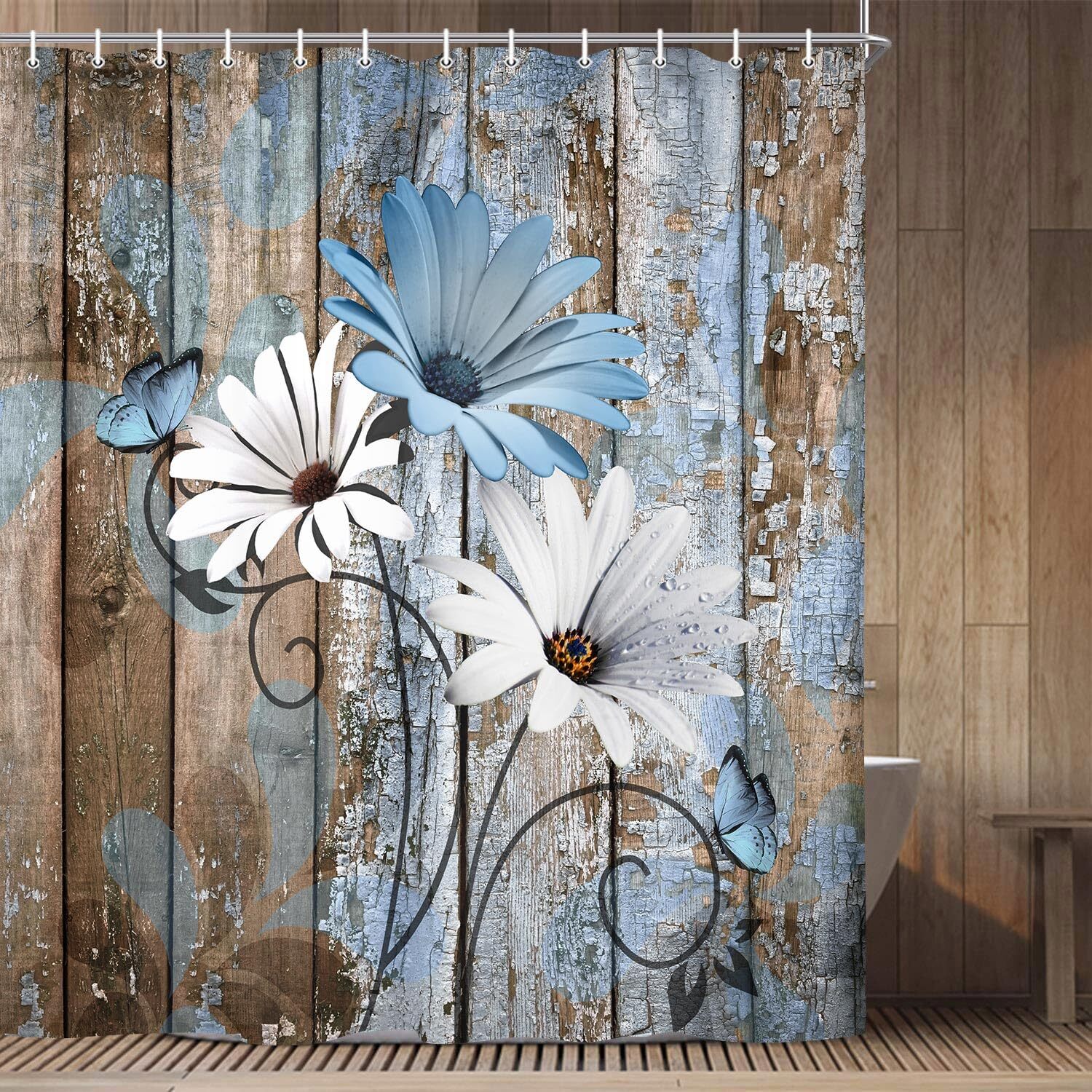 Custom Printed Bath Curtain — custom printed polyester bath curtain detail view