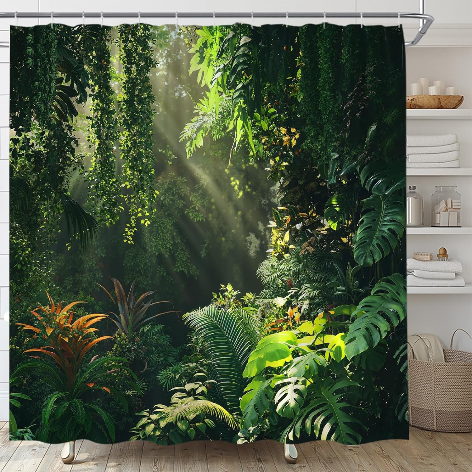 Custom Printed Bath Curtain — custom printed polyester bath curtain detail view