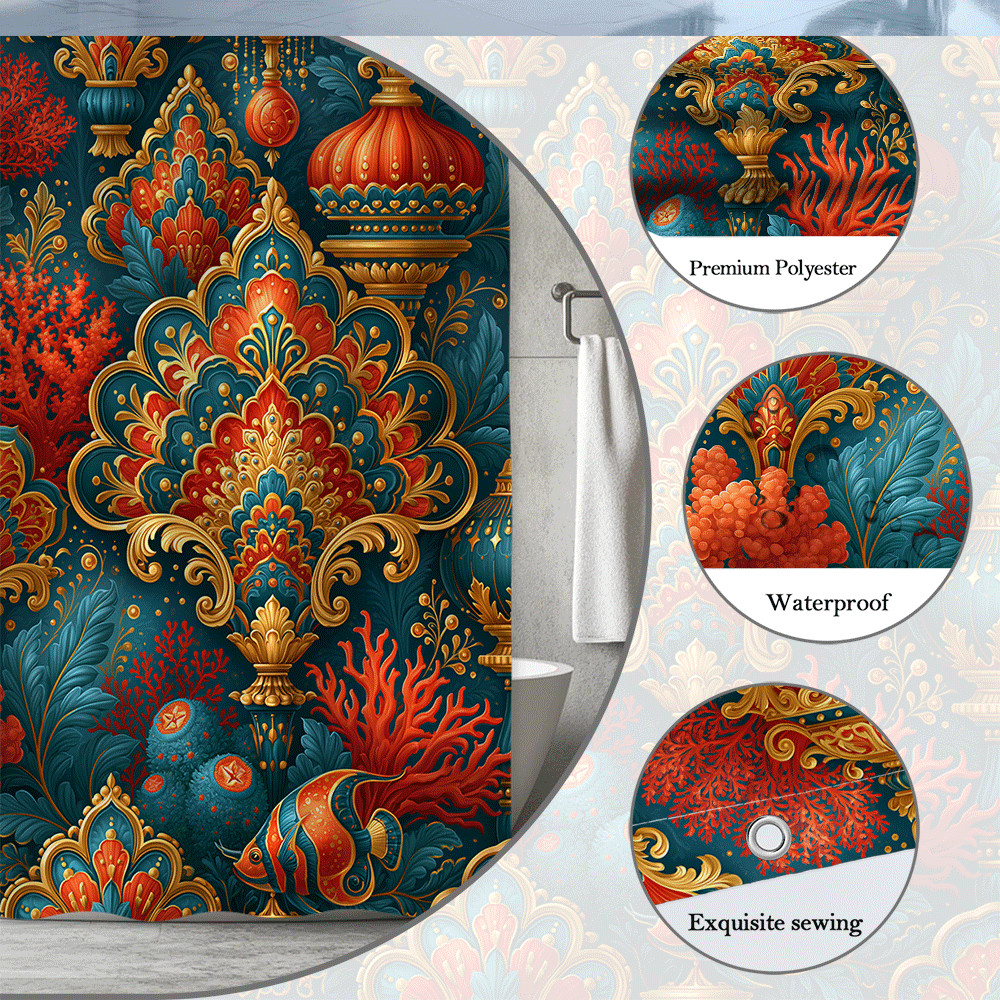 Custom Printed Bath Curtain — custom printed polyester bath curtain detail view