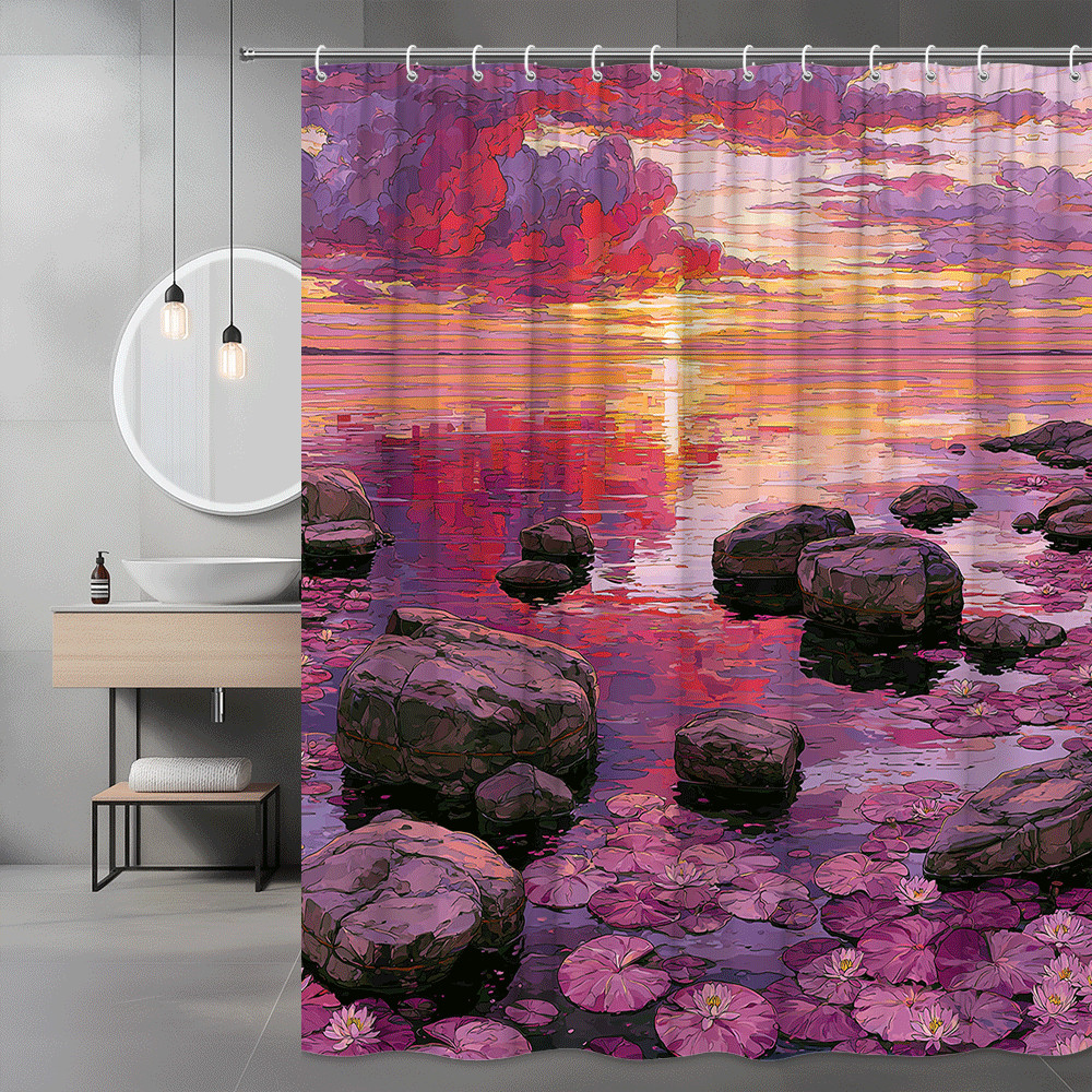 Custom Printed Bath Curtain — custom printed polyester bath curtain
