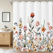 Floral Shower Curtain Flower Shower Curtains for Bathroom Pink Red Leaf Flora... — custom printed polyester bath curtain