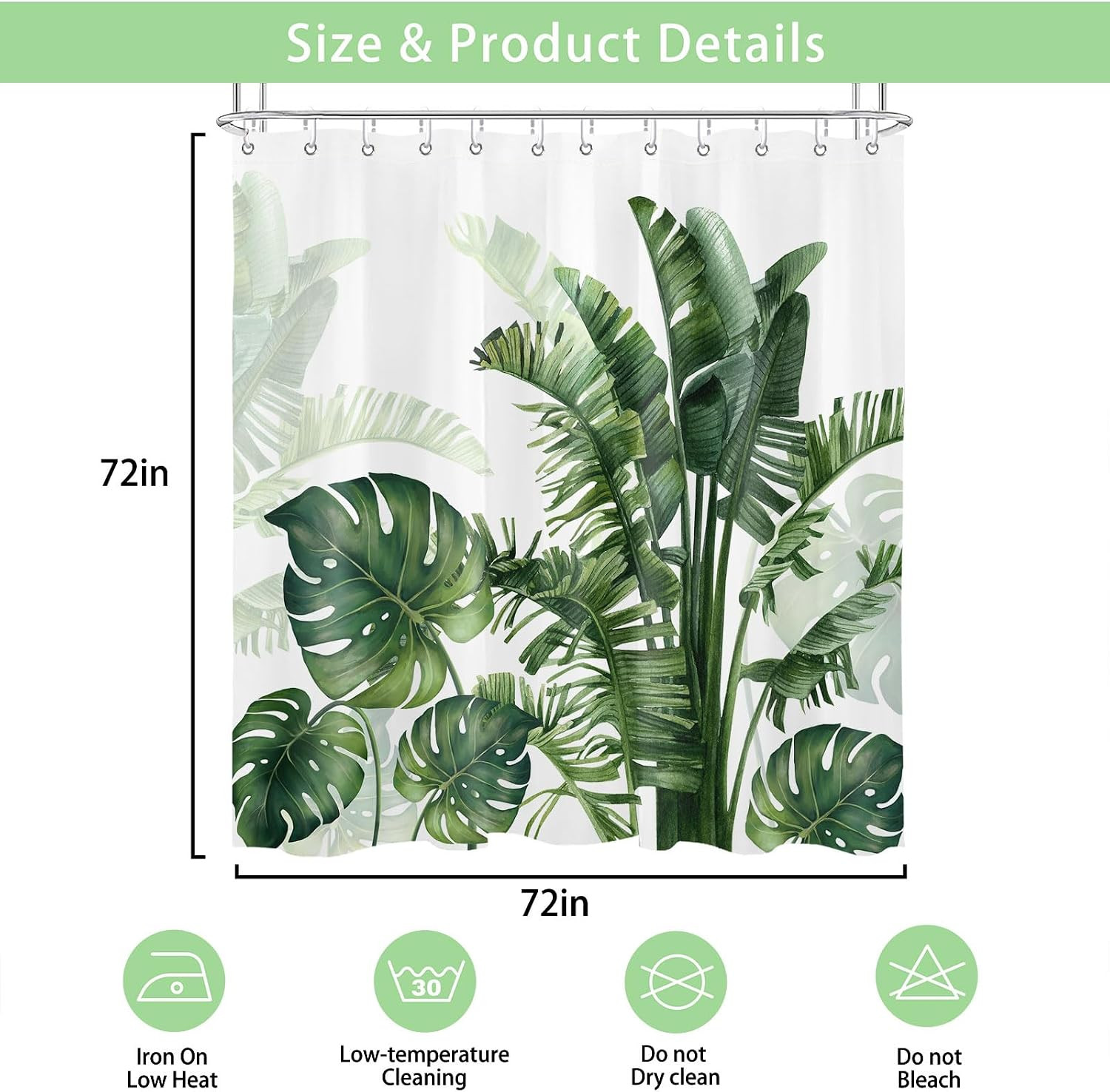 Custom Printed Bath Curtain — custom printed polyester bath curtain detail view