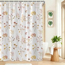 Floral Shower Curtain, Watercolor Flower 72"W x 72"L (Pack of 1) Yellow — custom printed polyester bath curtain