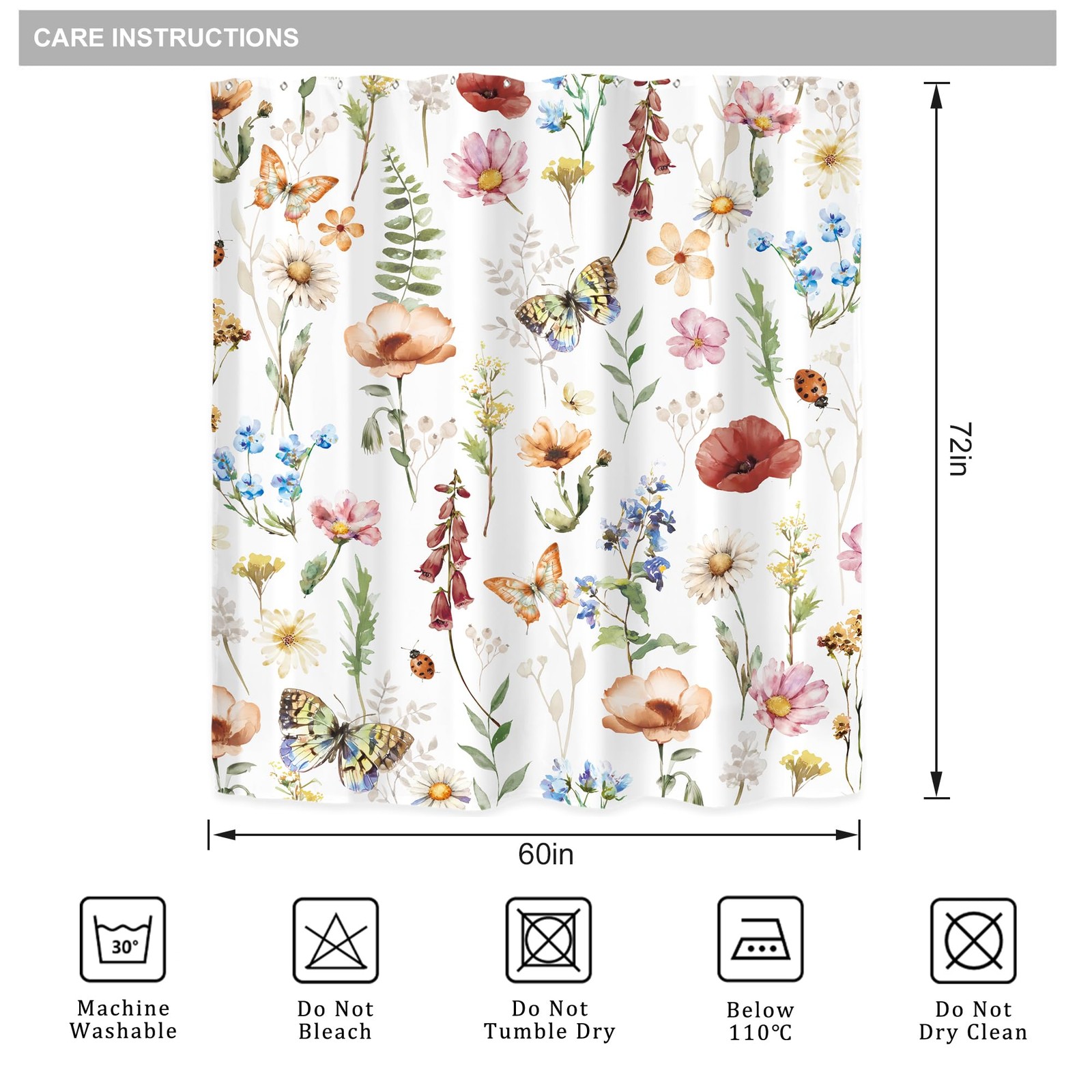 Custom Printed Bath Curtain — custom printed polyester bath curtain detail view