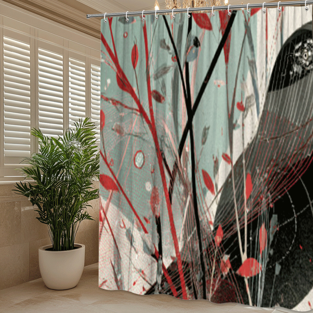 Custom Printed Bath Curtain — custom printed polyester bath curtain detail view