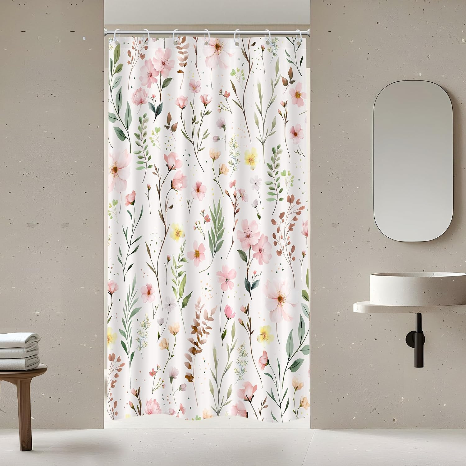 Custom Printed Bath Curtain — custom printed polyester bath curtain detail view