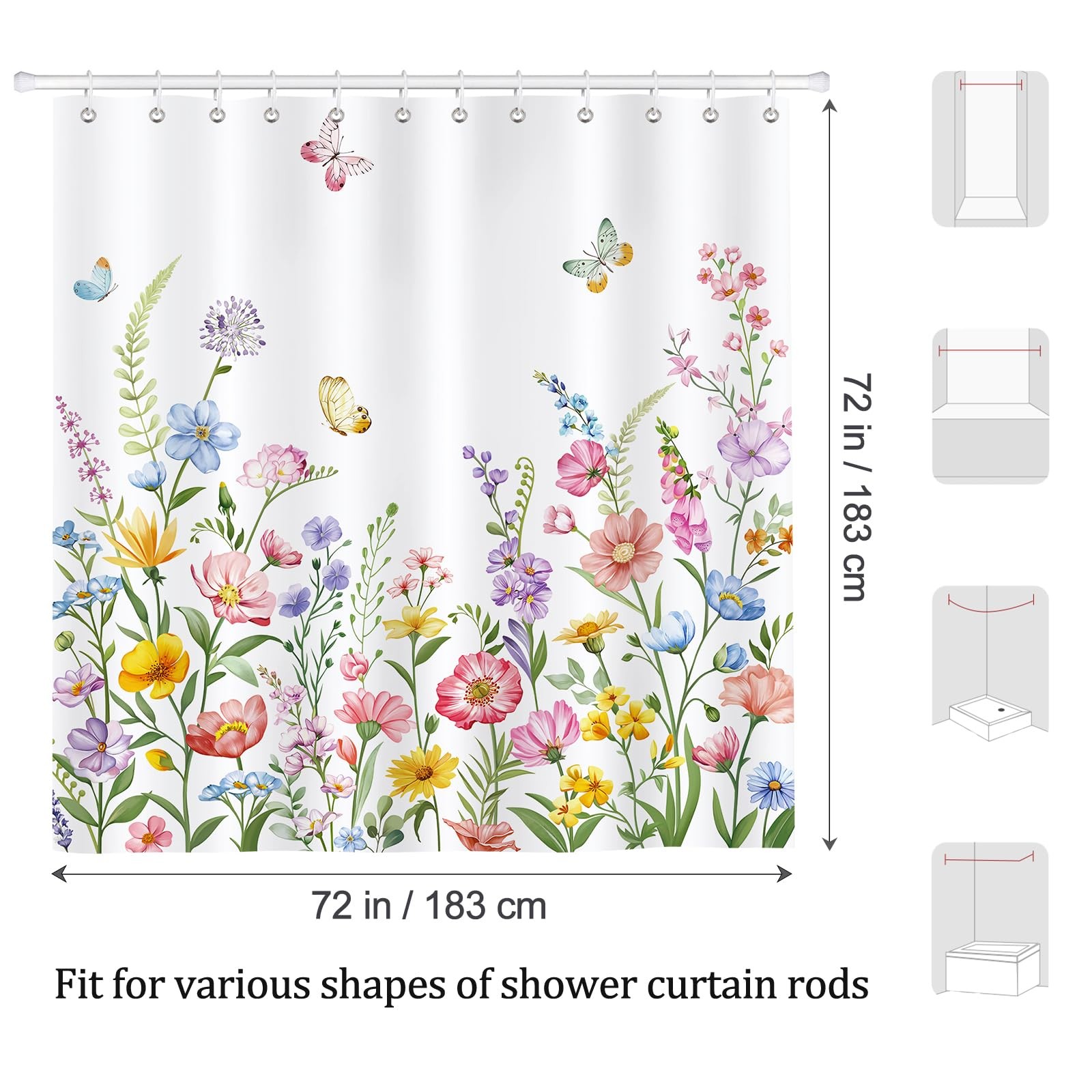 Custom Printed Bath Curtain — custom printed polyester bath curtain detail view