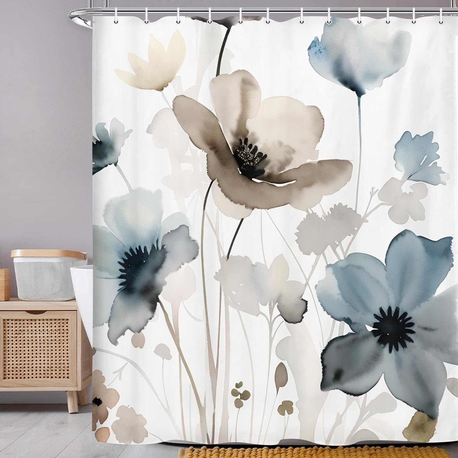 Custom Printed Bath Curtain — custom printed polyester bath curtain detail view