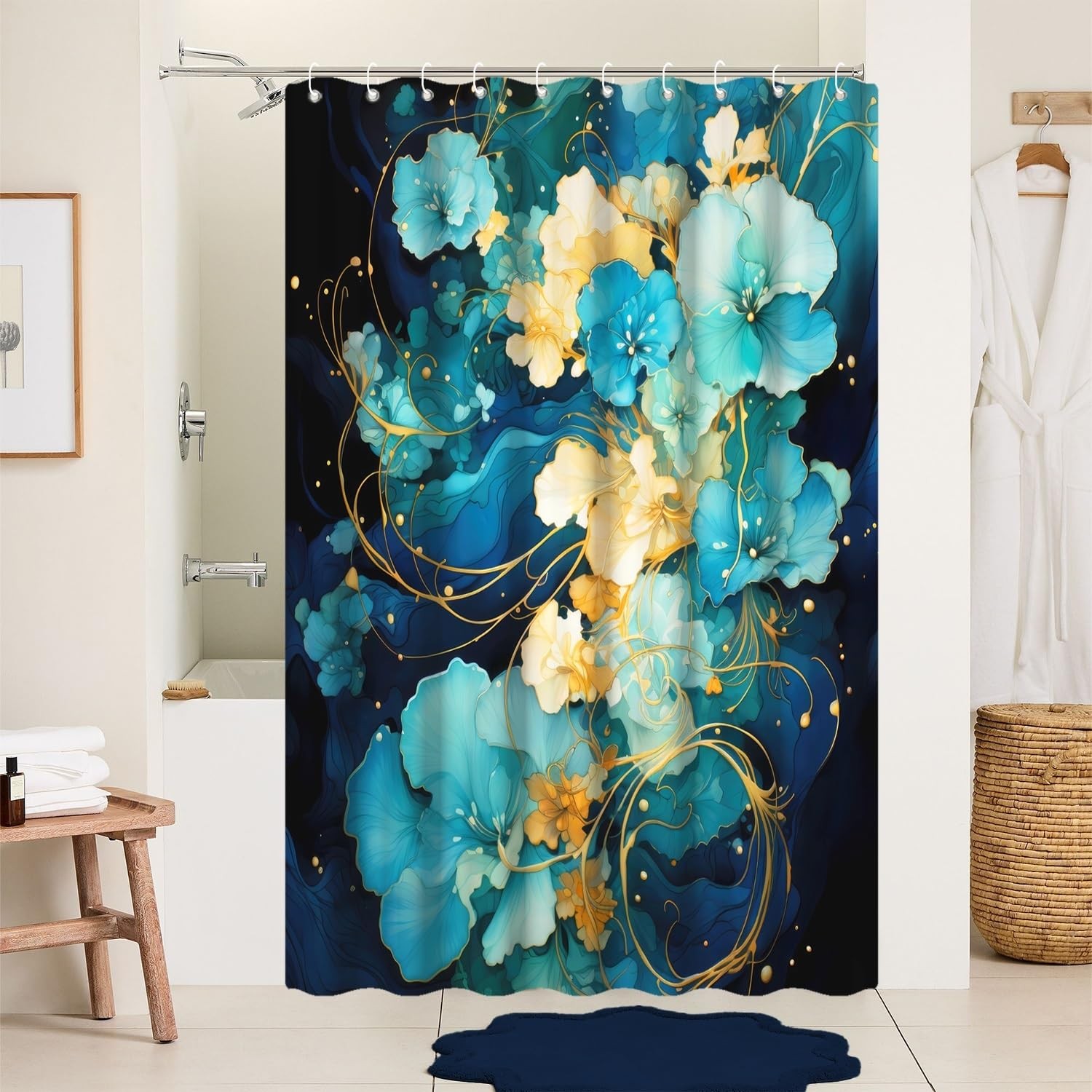 Custom Printed Bath Curtain — custom printed polyester bath curtain