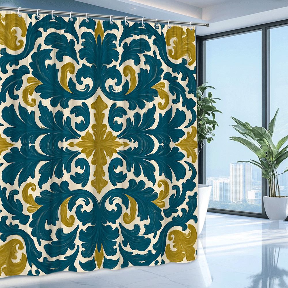 Custom Printed Bath Curtain — custom printed polyester bath curtain detail view
