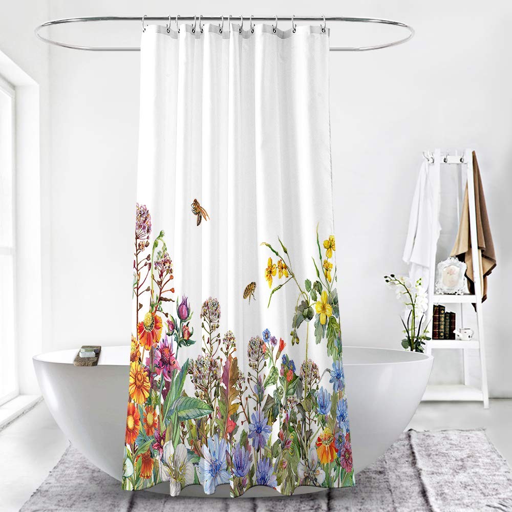 Custom Printed Bath Curtain — custom printed polyester bath curtain detail view