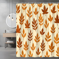 Autumn Leaves Shower Curtain - Water Resistant Fabric - Fall Decor — custom printed polyester bath curtain