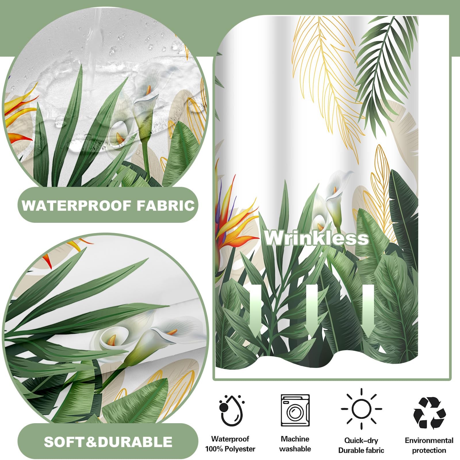 Custom Printed Bath Curtain — custom printed polyester bath curtain detail view