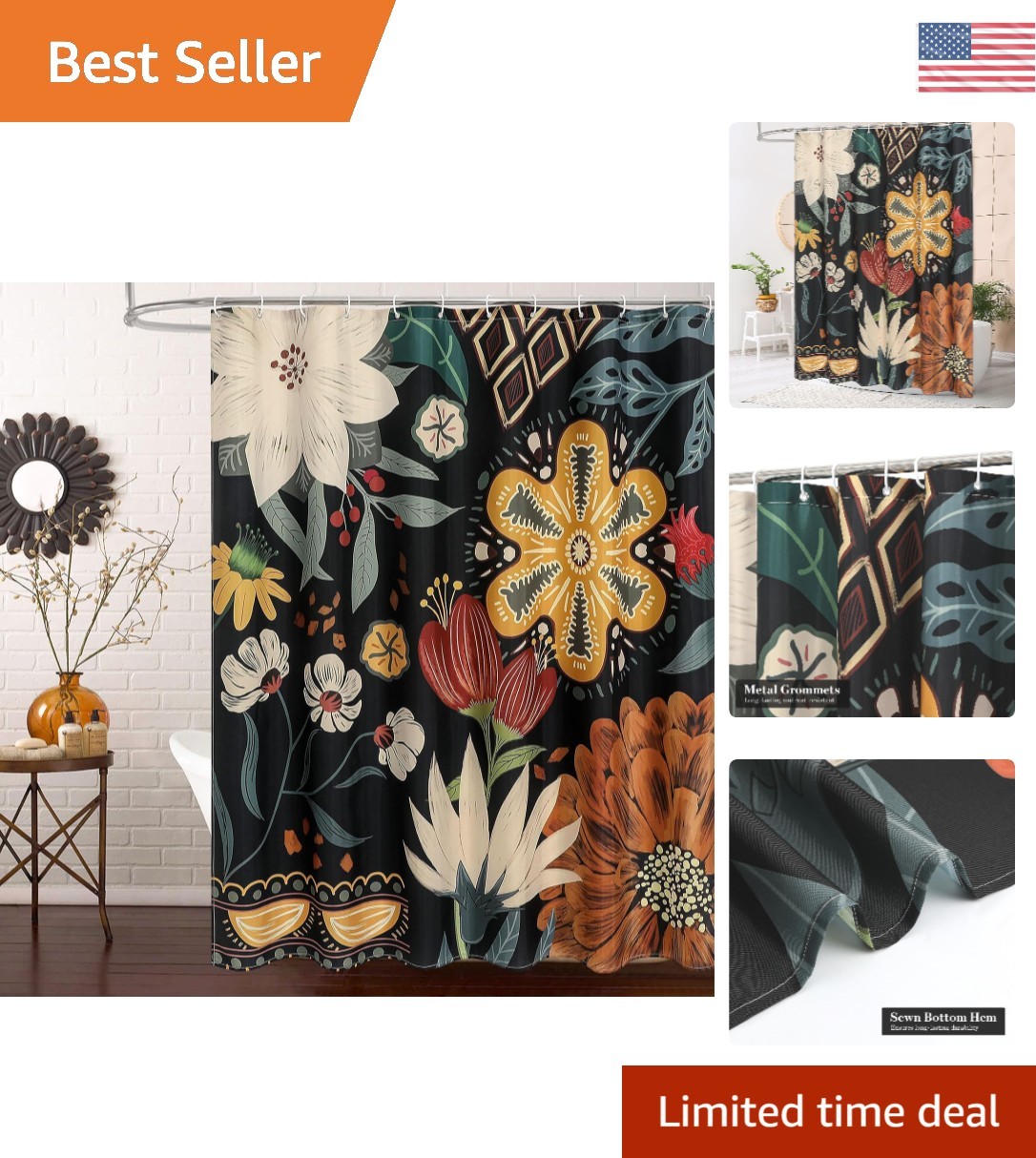 Custom Printed Bath Curtain — custom printed polyester bath curtain