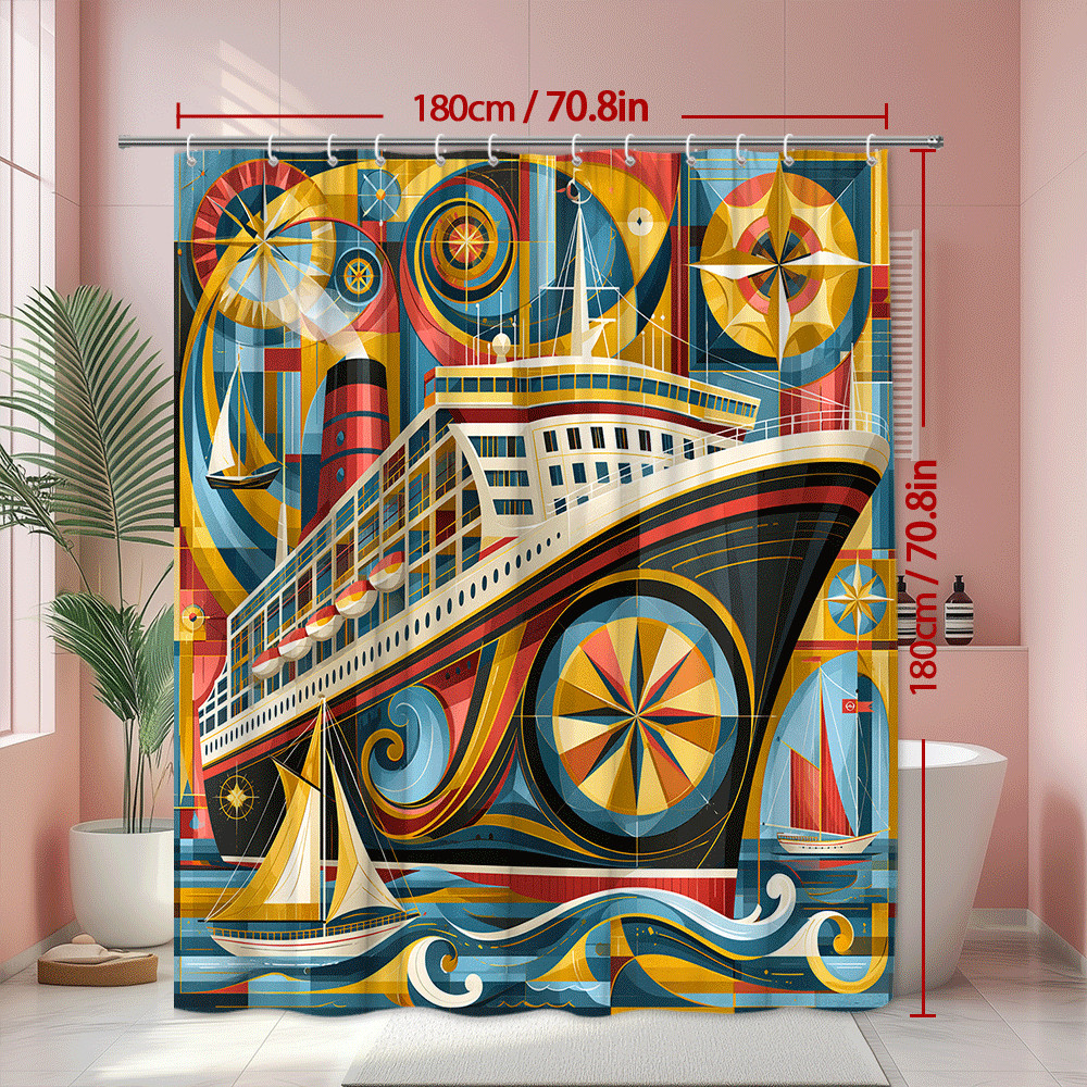 Custom Printed Bath Curtain — custom printed polyester bath curtain detail view