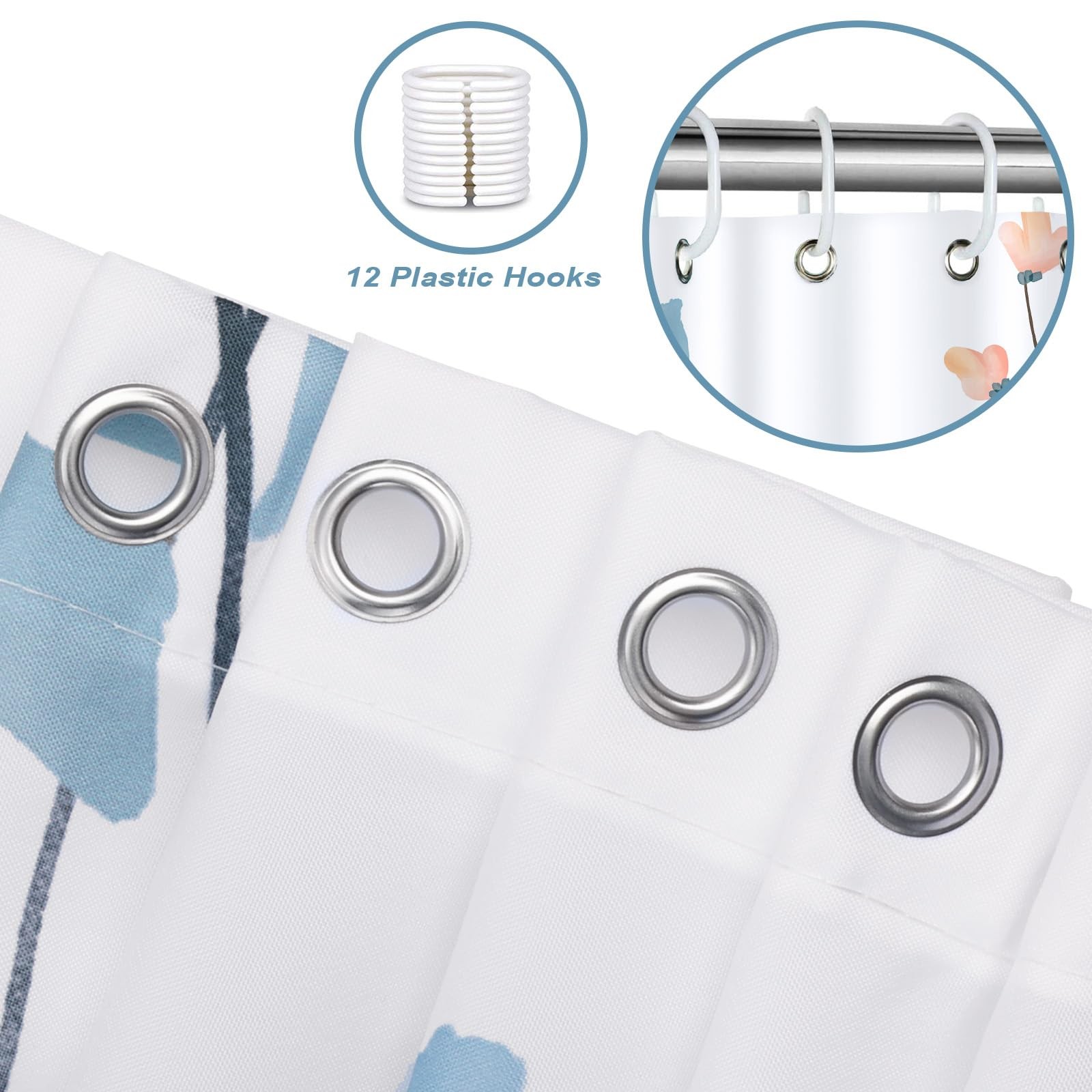Custom Printed Bath Curtain — custom printed polyester bath curtain detail view