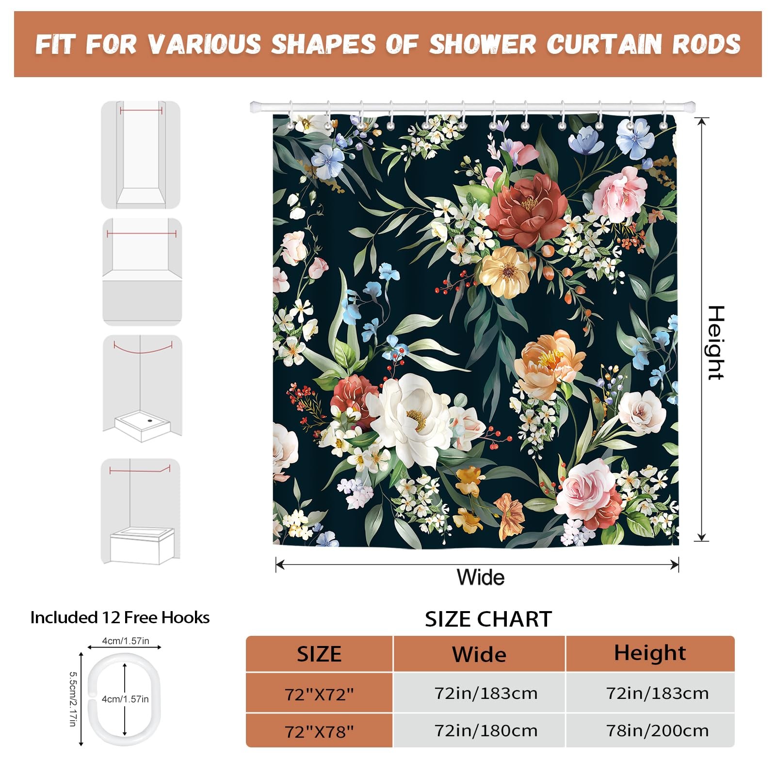 Custom Printed Bath Curtain — custom printed polyester bath curtain detail view