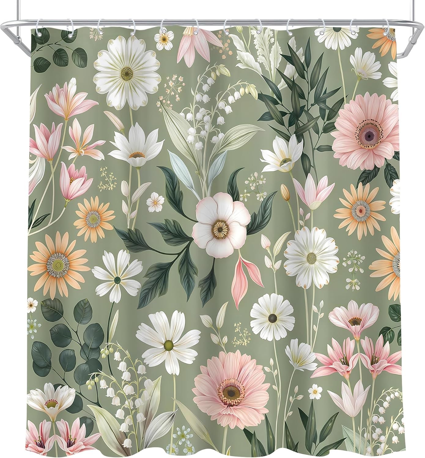 Custom Printed Bath Curtain — custom printed polyester bath curtain detail view