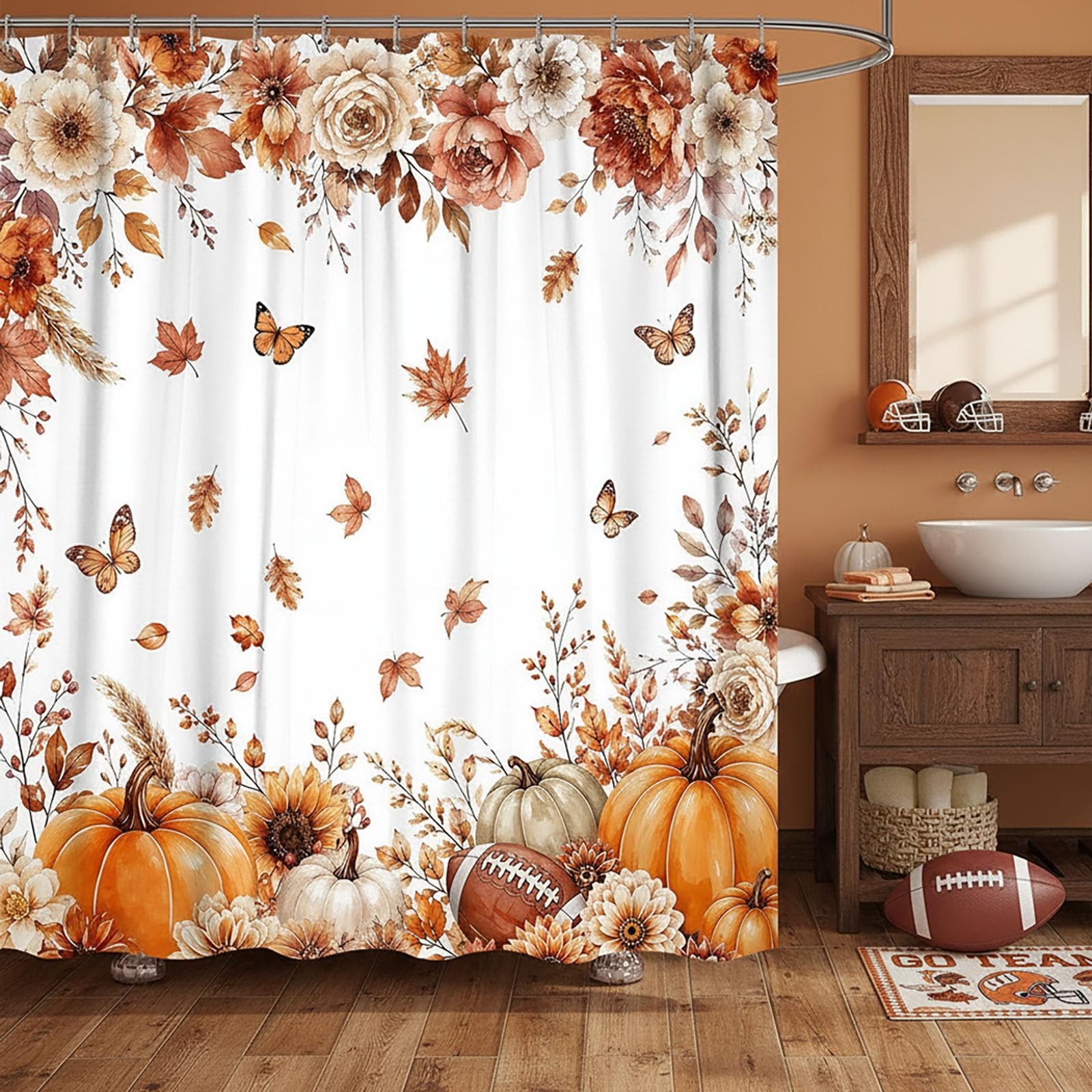 Custom Printed Bath Curtain — custom printed polyester bath curtain detail view