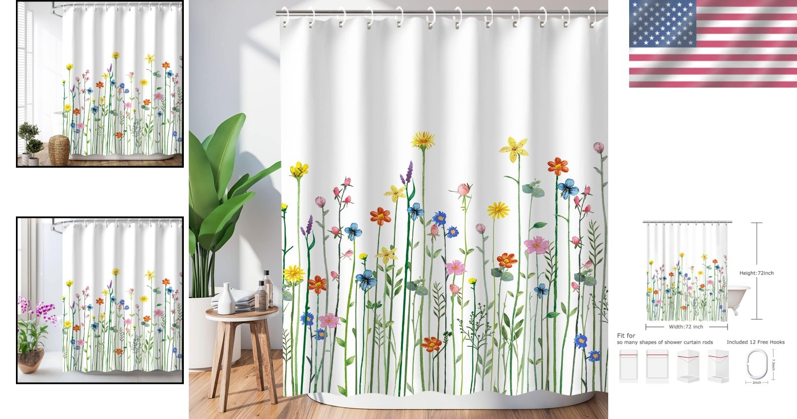 Custom Printed Bath Curtain — custom printed polyester bath curtain detail view