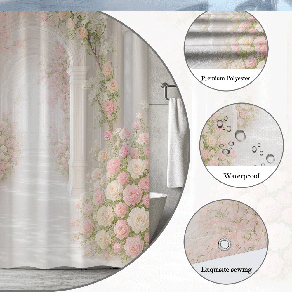 Custom Printed Bath Curtain — custom printed polyester bath curtain detail view