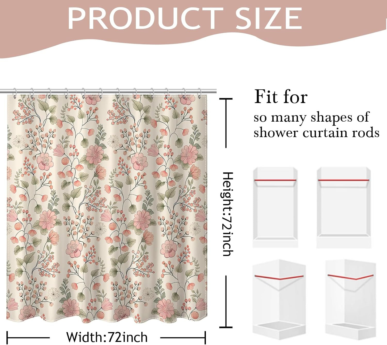 Custom Printed Bath Curtain — custom printed polyester bath curtain detail view