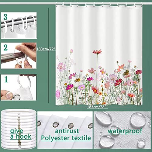 Custom Printed Bath Curtain — custom printed polyester bath curtain detail view