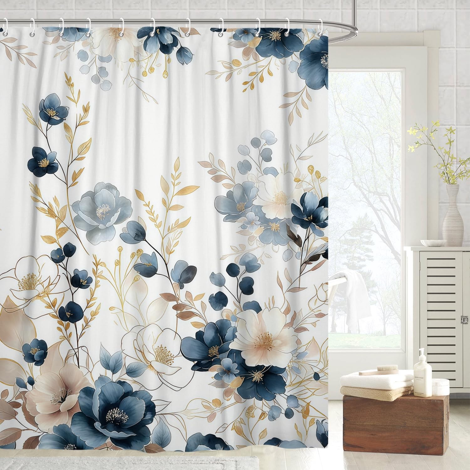 Custom Printed Bath Curtain — custom printed polyester bath curtain detail view