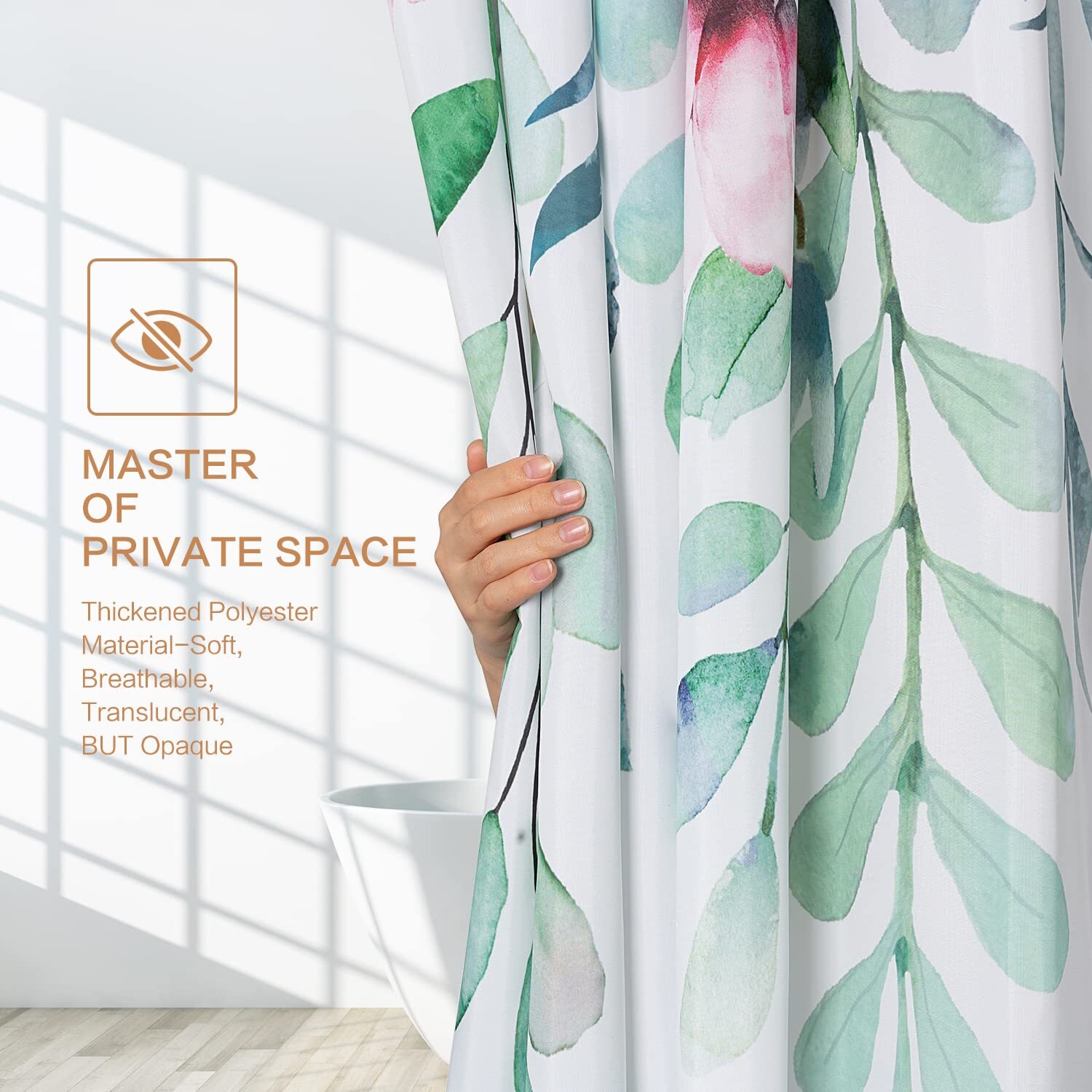 Custom Printed Bath Curtain — custom printed polyester bath curtain detail view