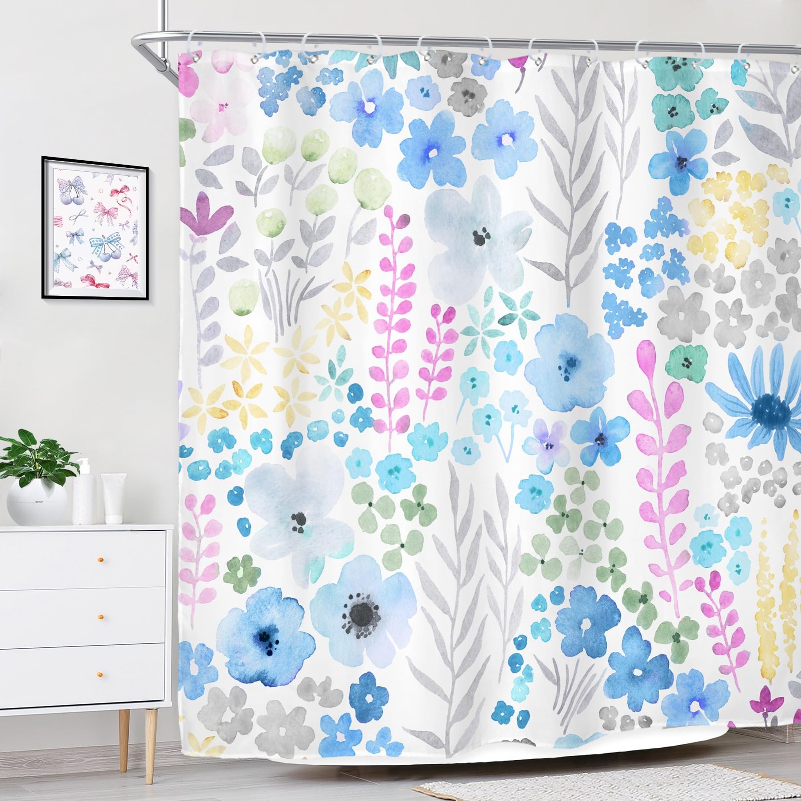 Custom Printed Bath Curtain — custom printed polyester bath curtain detail view