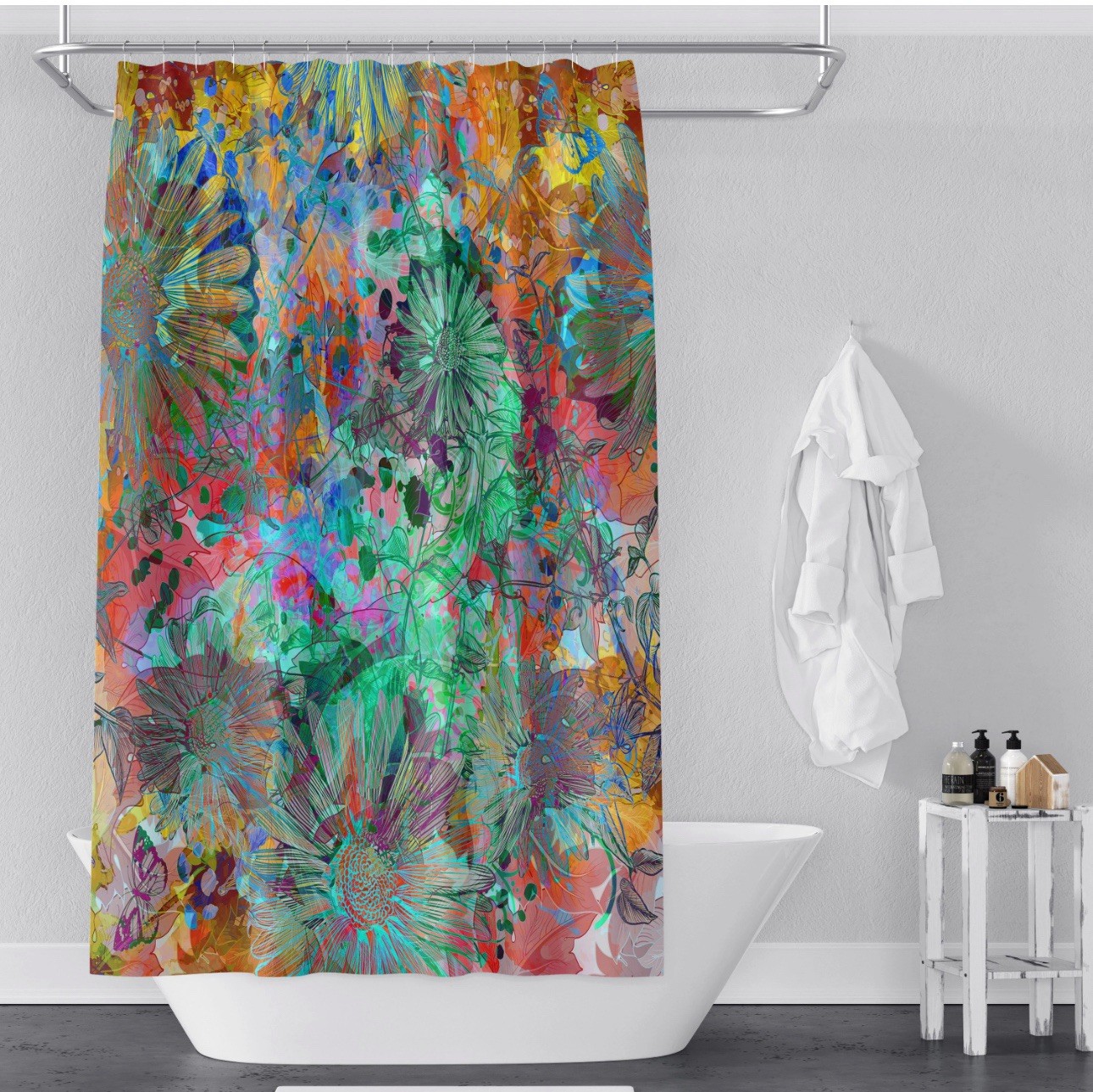 Custom Printed Bath Curtain — custom printed polyester bath curtain