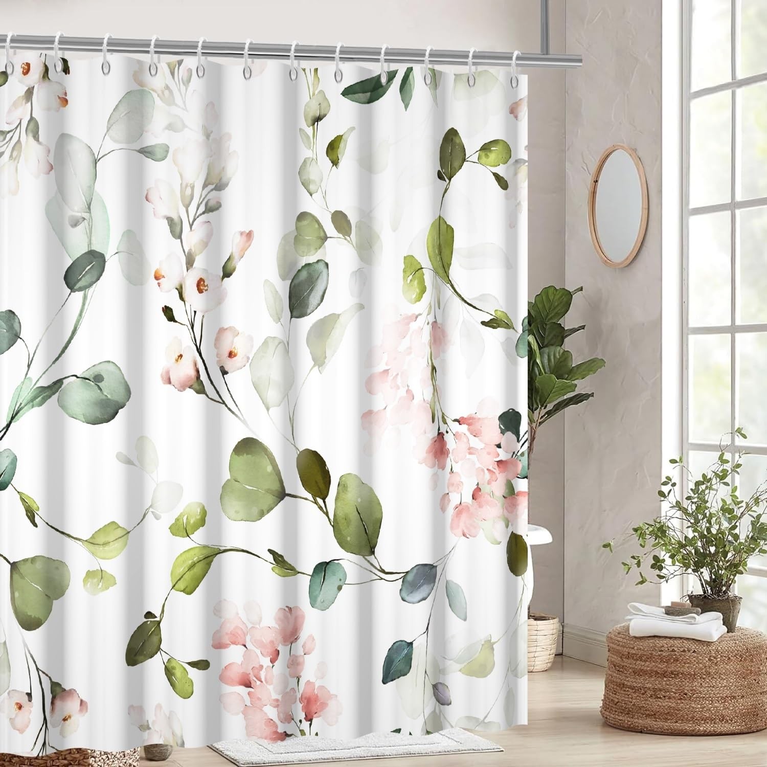 Custom Printed Bath Curtain — custom printed polyester bath curtain detail view