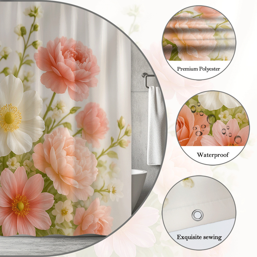 Custom Printed Bath Curtain — custom printed polyester bath curtain detail view