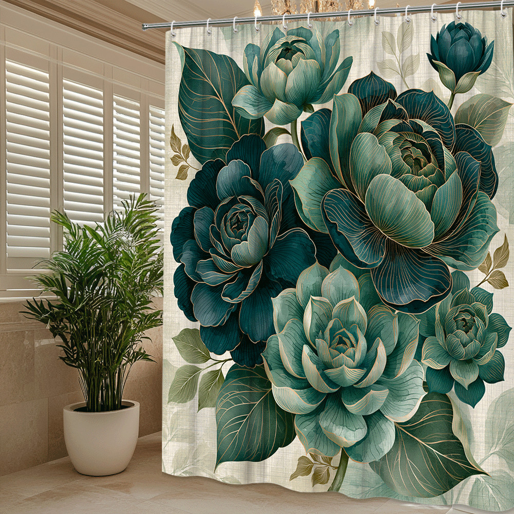 Custom Printed Bath Curtain — custom printed polyester bath curtain detail view