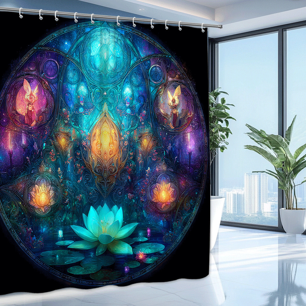 Custom Printed Bath Curtain — custom printed polyester bath curtain detail view