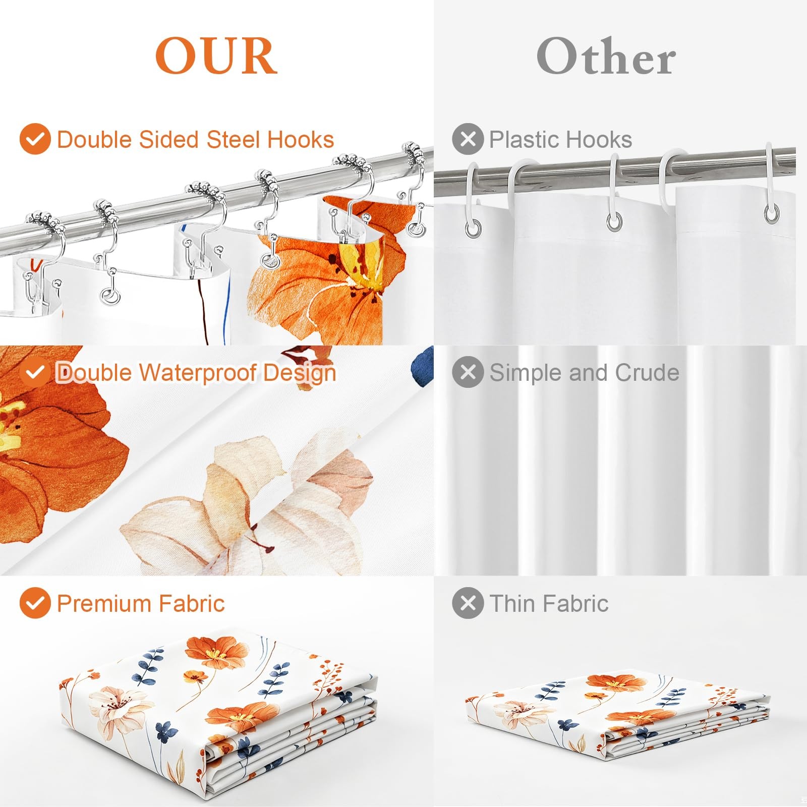 Custom Printed Bath Curtain — custom printed polyester bath curtain detail view