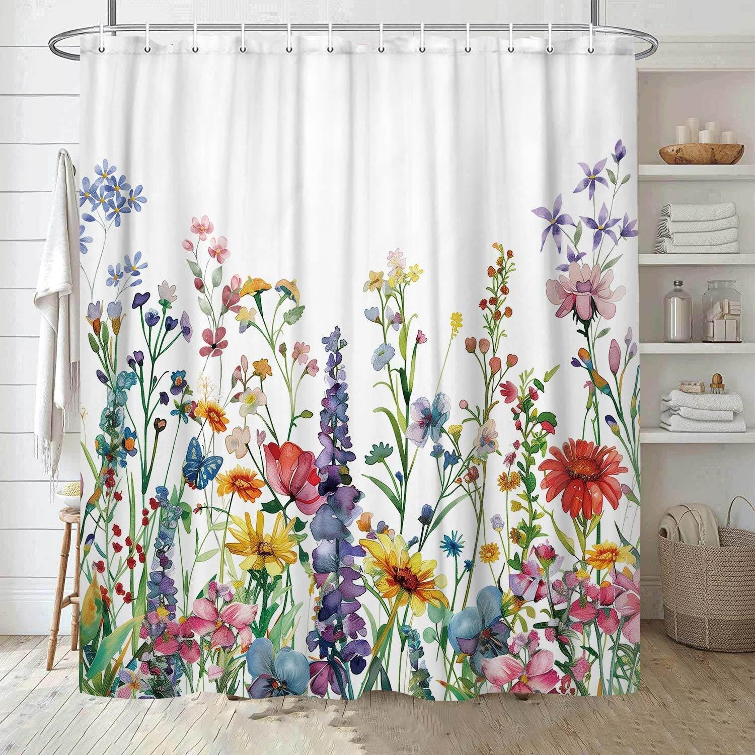 Custom Printed Bath Curtain — custom printed polyester bath curtain detail view