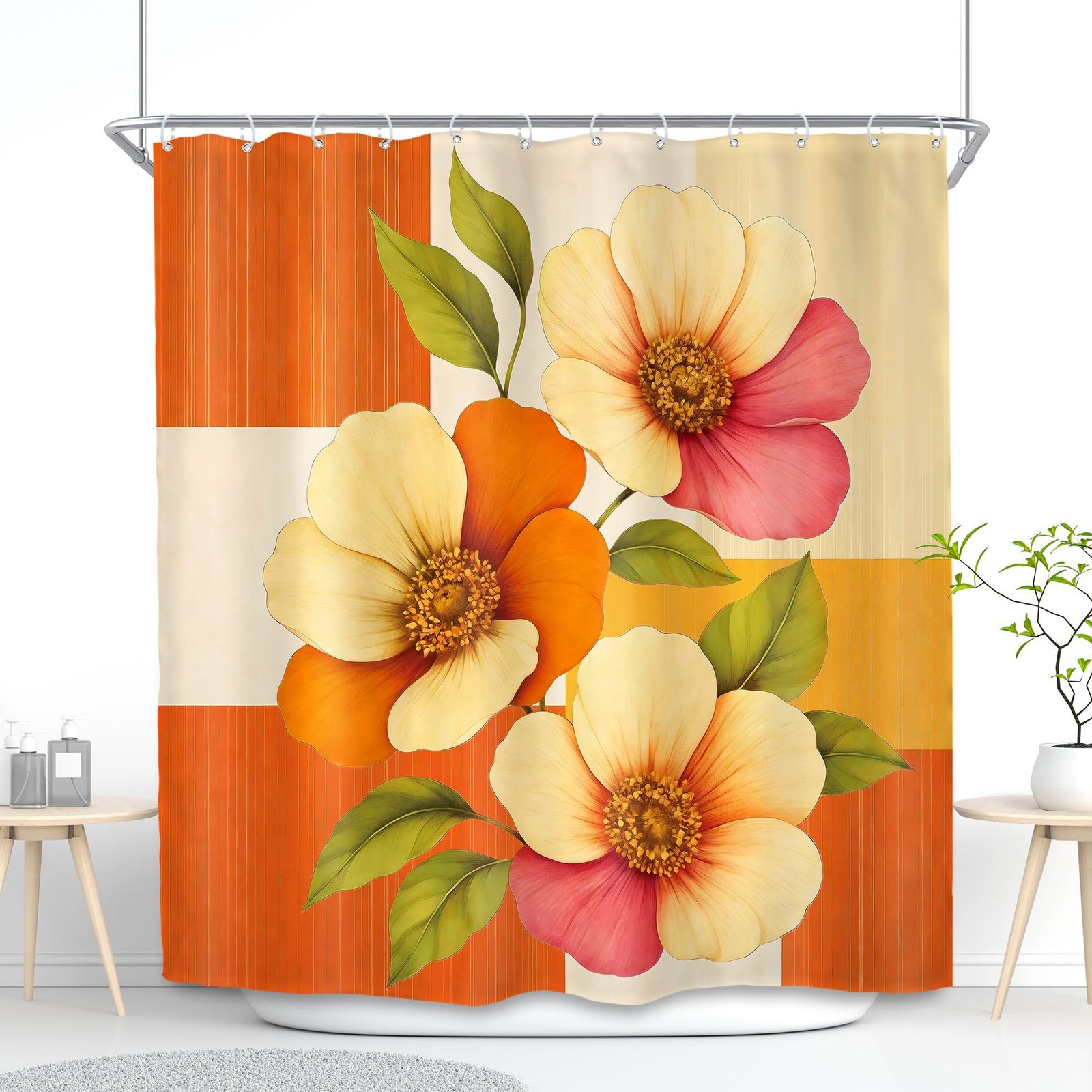 Custom Printed Bath Curtain — custom printed polyester bath curtain detail view
